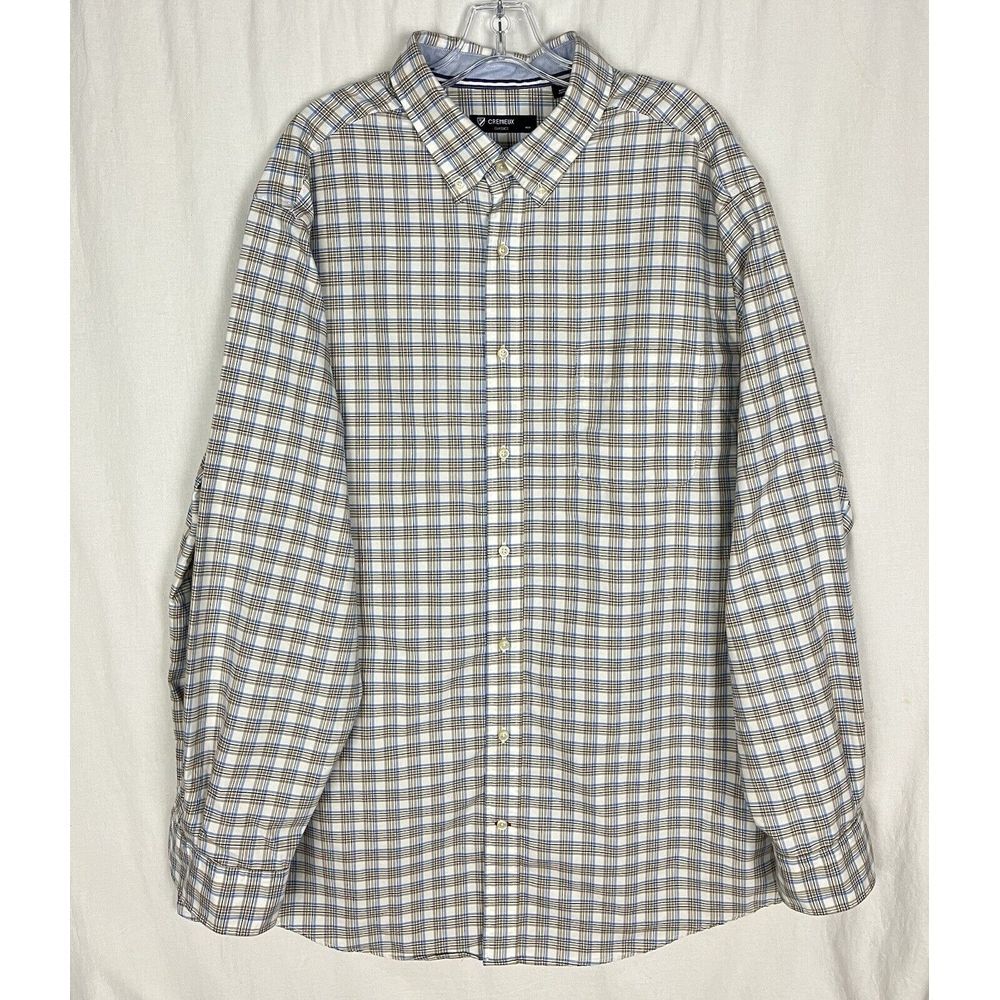 Cremieux Shirt Mens 2XT Tall Classics Casual Plaid Button Down Blue Khaki Shirt